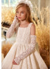 Square Neck Ivory Lace V Back Flower Girl Dress Photoshoot Dress